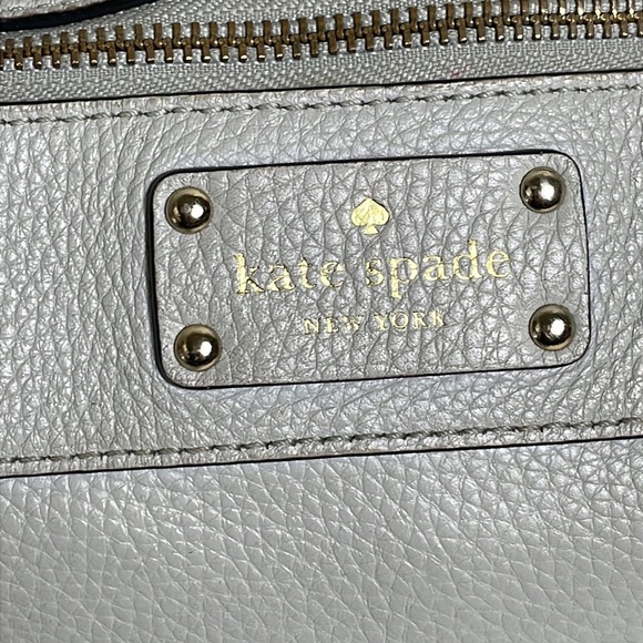 Kate Spade Large Grey Leather Zippered Top Handle Satchel *See Description* - Picture 4 of 17